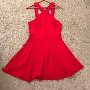 Red halter dress